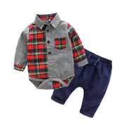 Long-sleeved Red Bow Tie Overalls Baby Boy 2 Pcs Set suits