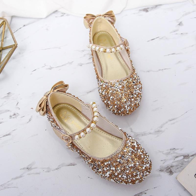 Kid Girl Princess Shoes Girl Flat Shoes Crystal Leather Shoes