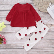 Cute Allover Ladybug Printed Top with Pants Set - MomyMall