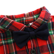 Baby Boy Set suits Red Plaid Long-sleeved Christmas 2 Pcs - MomyMall