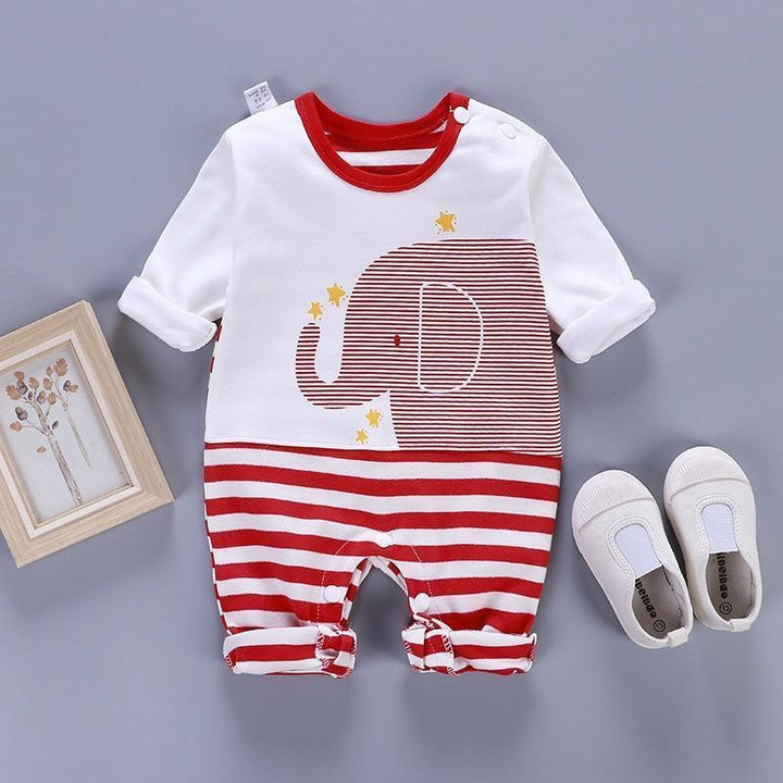 Baby Striped Elephant Print Jumpsuit - MomyMall