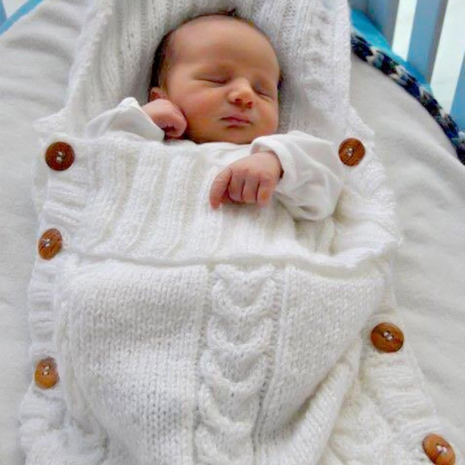 Newborn Baby Wrap Swaddle Blanket Knit Sleeping Bag - MomyMall