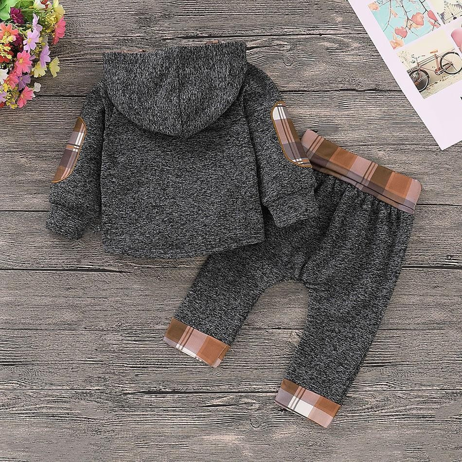 Casual Plaid Hoodie and Pant Set - MomyMall