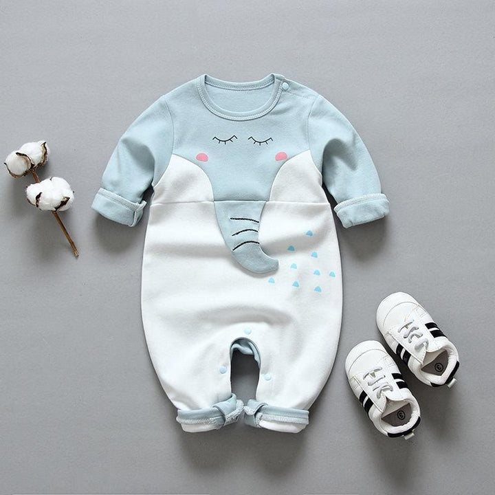 Baby Lovely Elephant Print Comfy Jumpsuit - MomyMall 0-3 Months / Green
