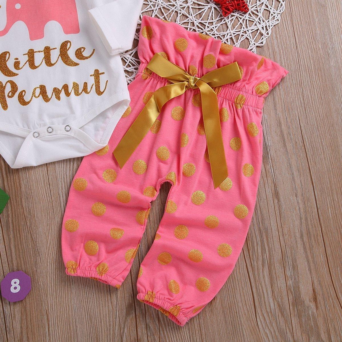 Little Elephant Print Top & Pant & Headband - MomyMall