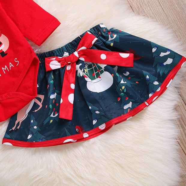 Baby Christmas Long-sleeved Santa Claus Dresses 3 Pcs