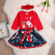 Baby Christmas Long-sleeved Santa Claus Dresses 3 Pcs