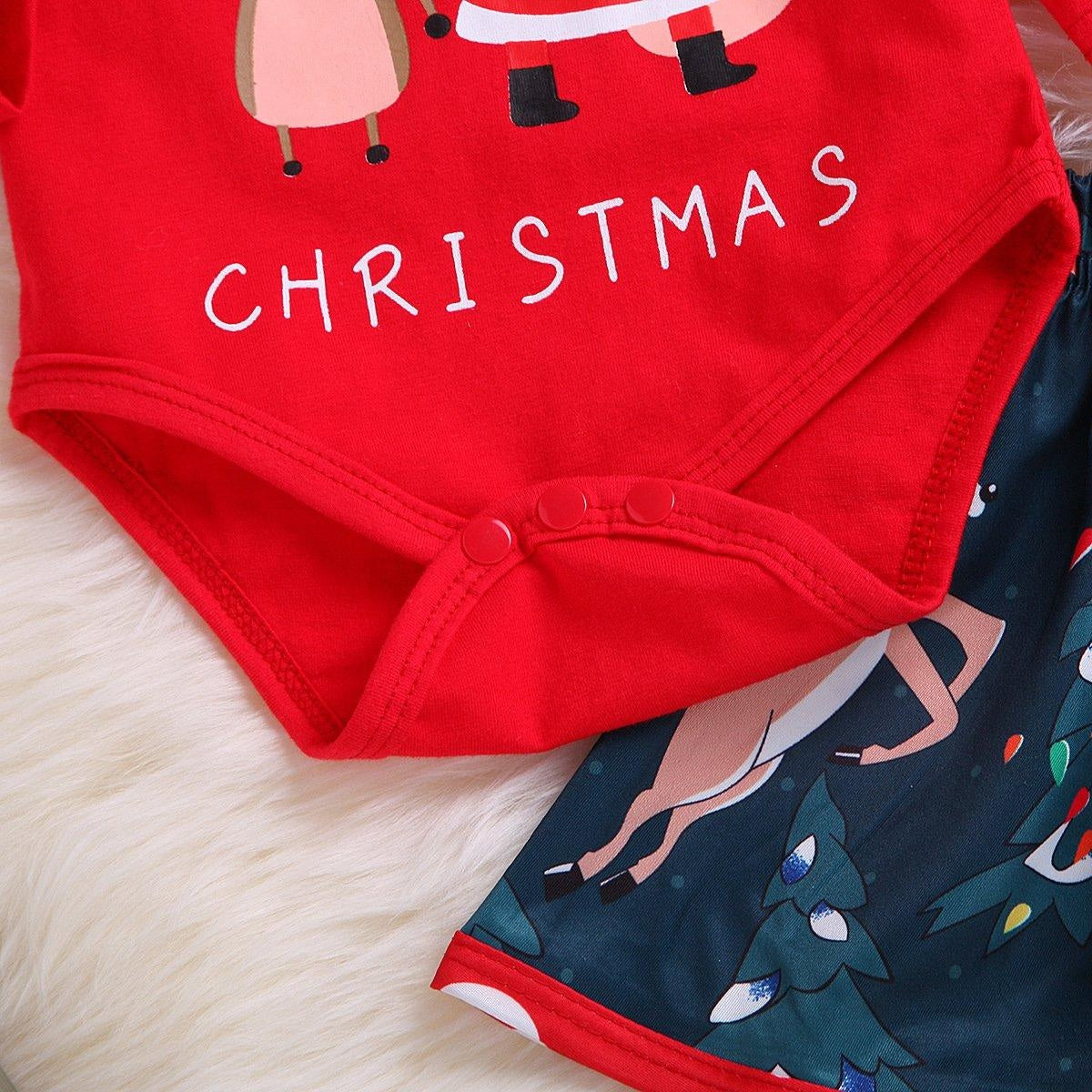 Baby Christmas Long-sleeved Santa Claus Dresses 3 Pcs