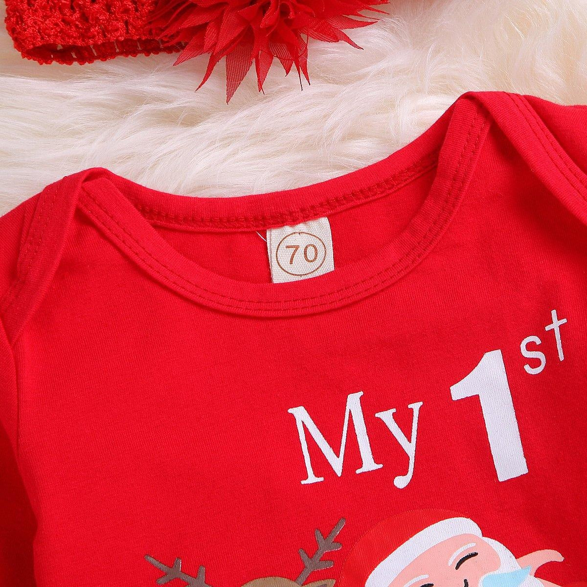 Baby Christmas Long-sleeved Santa Claus Dresses 3 Pcs