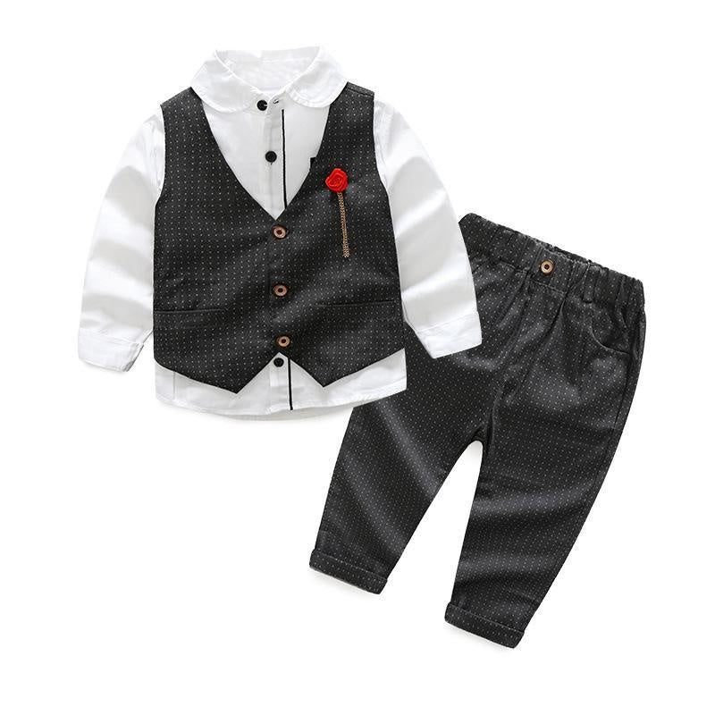 Boy Long-sleeved Set Wedding Birthday 2 Pcs Suits - MomyMall