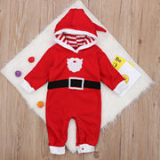 Baby Boy Girl Christmas Long Sleeve Plush Hooded Jumpsuit - MomyMall