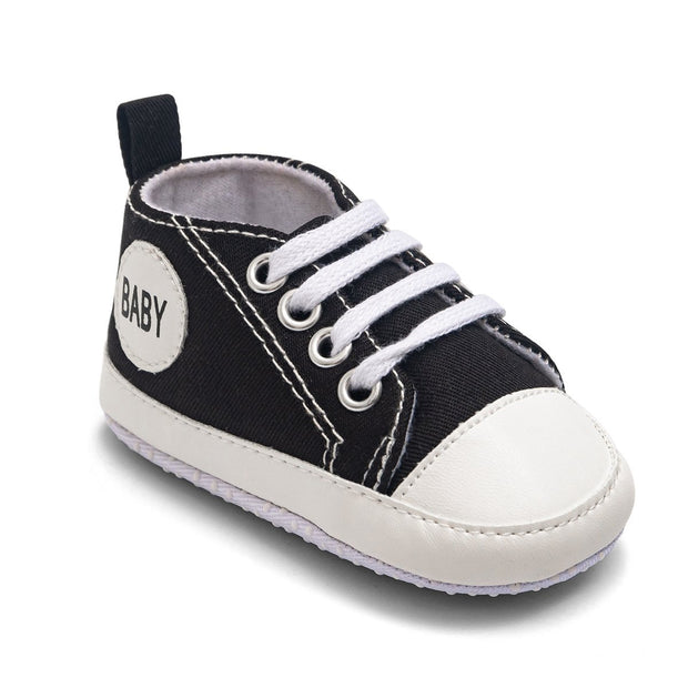 Baby Boy Girl “ Baby ” Letter Printed Anti-slip Canvas Shoes - MomyMall 0-3 Months / Black