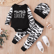 3PCS Mama's Boy Letter Camouflage Printed Baby Set