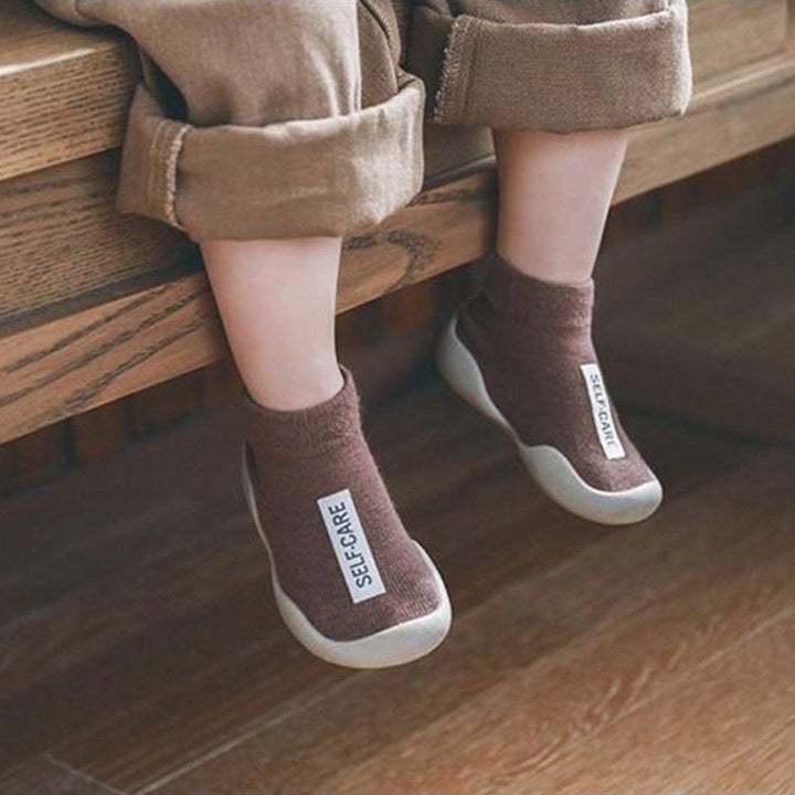 Baby Boy Girl Letter Rubber Soles Indoor Sock Shoes - MomyMall