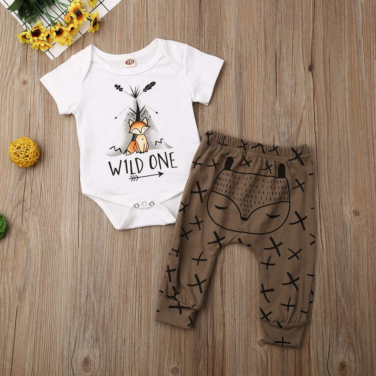 2PCS "Wild One" Cute Fox Printed Baby Set - MomyMall