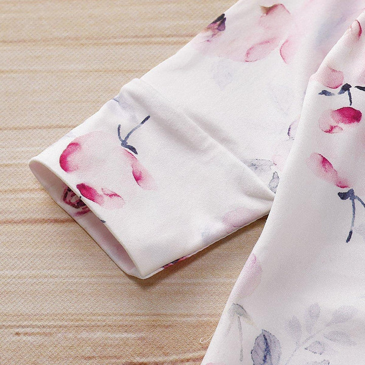 Baby NewBorn Lovely Floral Print Pajamas and Headband - MomyMall