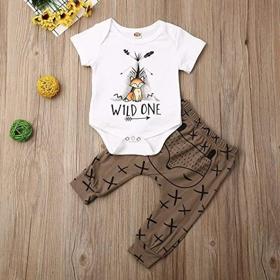 2PCS "Wild One" Cute Fox Printed Baby Set - MomyMall White / 0-3 Months