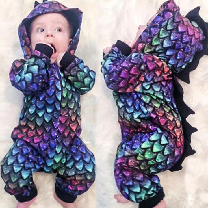Cool Dinosaur Style Printed Hoodie Baby Jumpsuit - MomyMall Blue / 3-6 Months