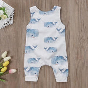 Newborn Baby Girls Boys Whale Print Romper - MomyMall