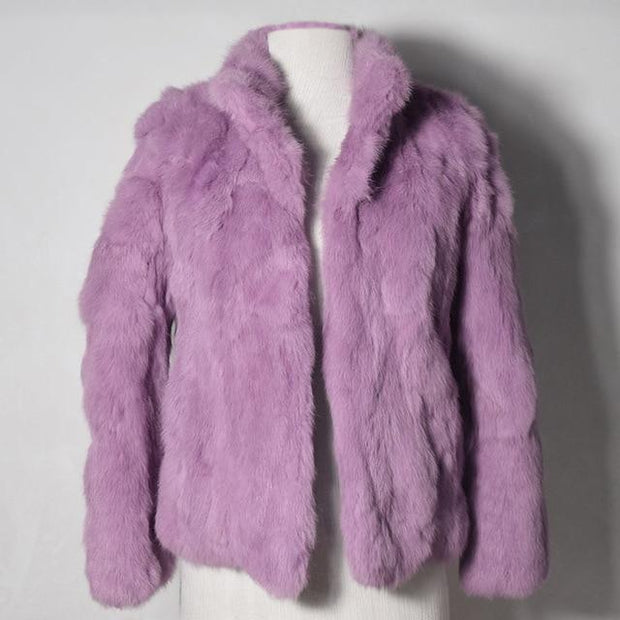 Short Faux Fur Coat With High Collar