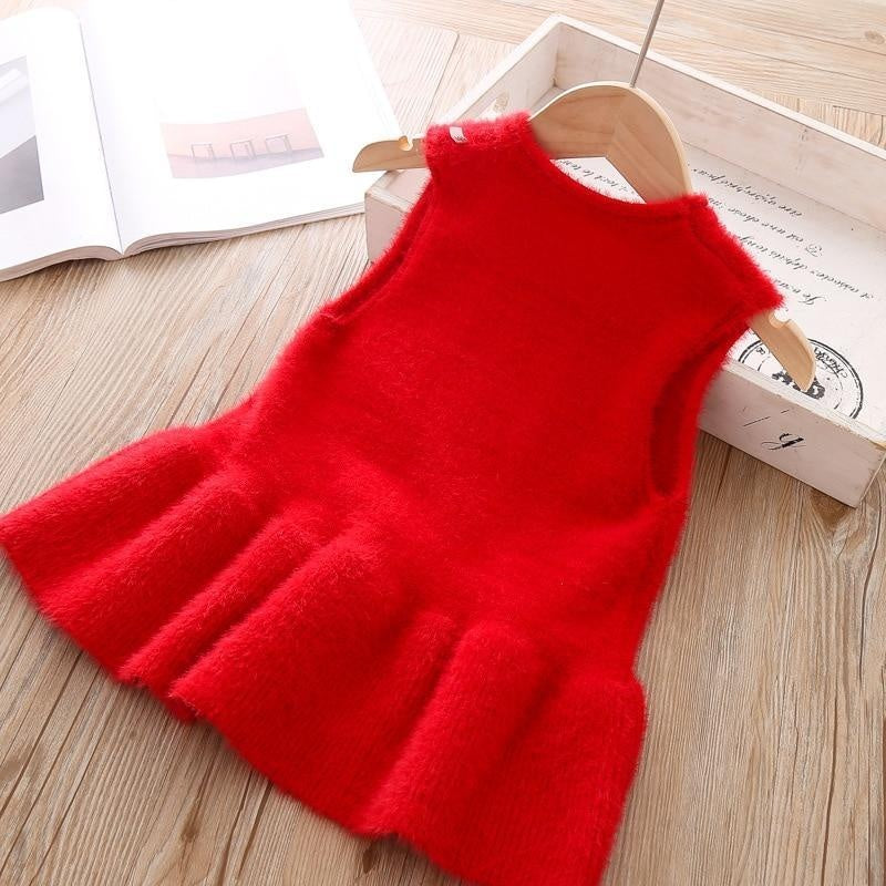 Autumn Girls Vest Sweater Dress Love Sleeveless Dress