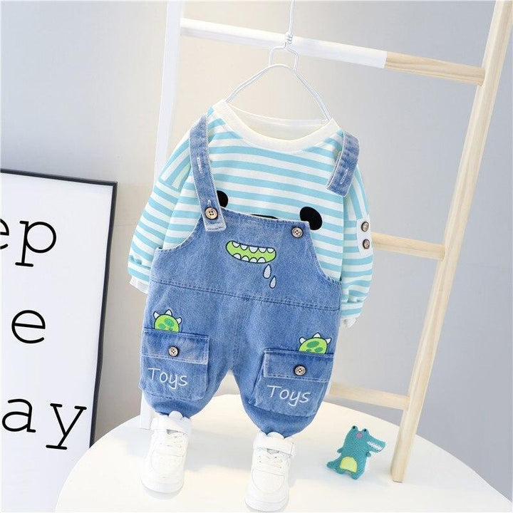 Baby Girls Boy Clothing Sets Striped Jeans 2Pcs Outfit 1-4 Years - MomyMall Blue / 9-12 Months