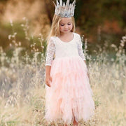 Girl Dress Lace Flower Wedding Princess Party Pageant Dresses 2-8Y - MomyMall Pink / 2-3 Years