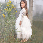 Girl Dress Lace Flower Wedding Princess Party Pageant Dresses 2-8Y - MomyMall White / 2-3 Years