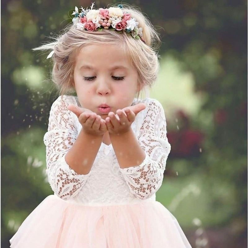 Girl Dress Lace Flower Wedding Princess Party Pageant Dresses 2-8Y - MomyMall