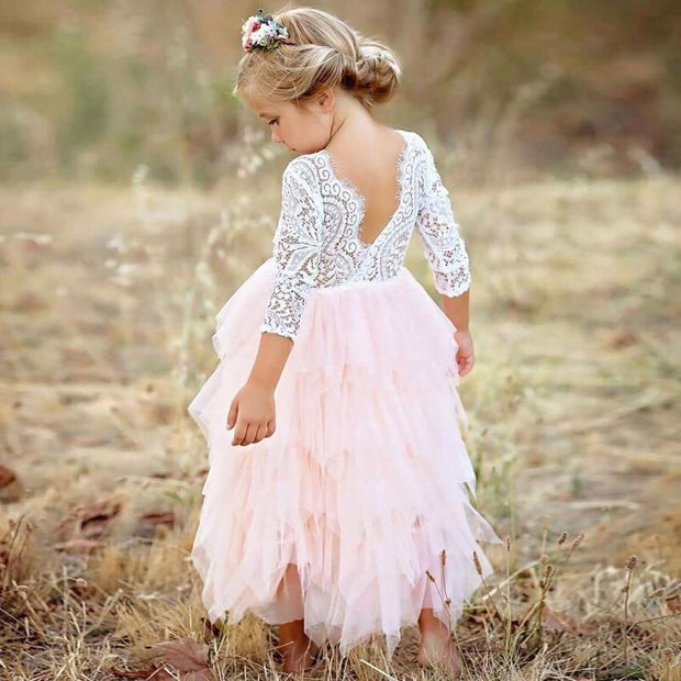 Girl Dress Lace Flower Wedding Princess Party Pageant Dresses 2-8Y - MomyMall