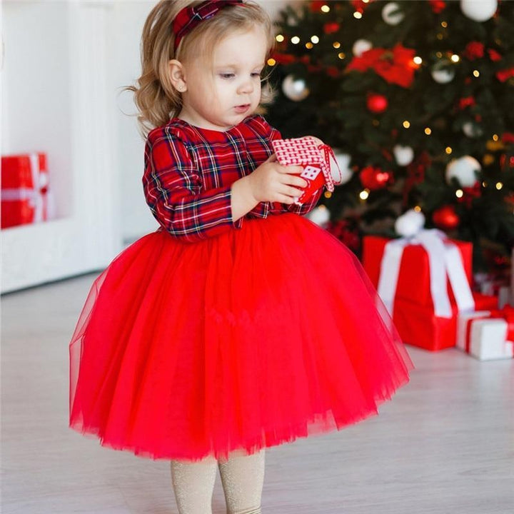 Autumn Mommy and Me Hot Bow Patchwork Tulle Dress Family Matching - MomyMall