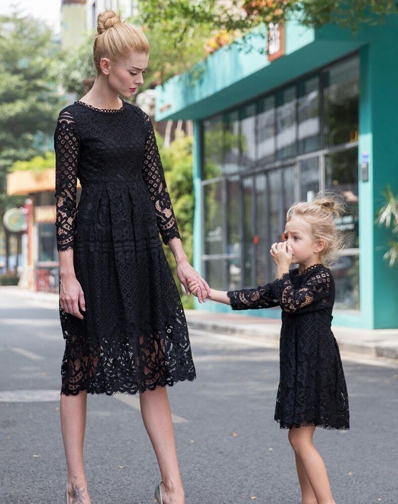 Mother Daughter Dresses Wedding Floral Lace Party Family Matching - MomyMall