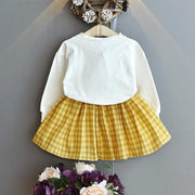 Autumn Embroidered Long Sleeve Plaid Skirt Dress 2 Pcs Set 1-6 Y - MomyMall
