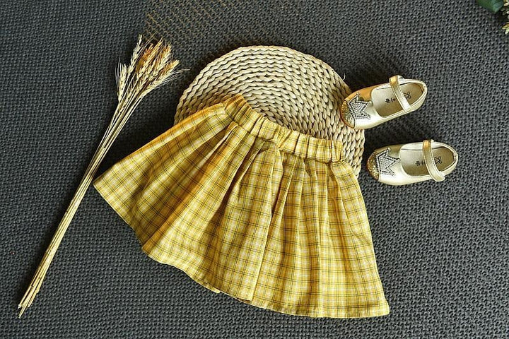 Autumn Embroidered Long Sleeve Plaid Skirt Dress 2 Pcs Set 1-6 Y - MomyMall