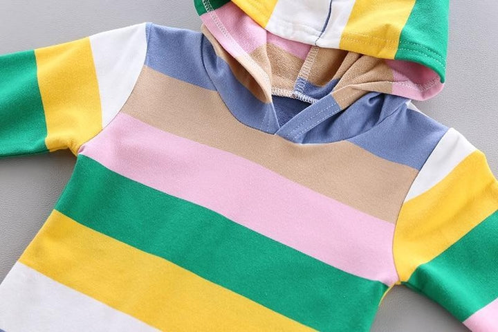 Toddler Boys Girls Rainbow Tops Solid Bib 2 Pcs Outfits - MomyMall