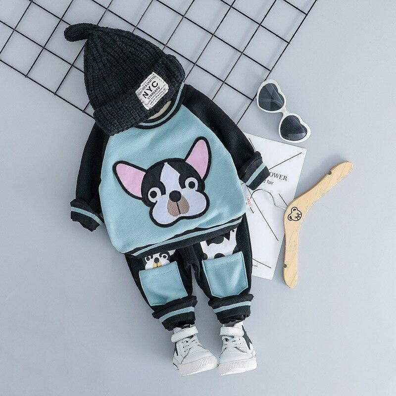 Baby Boys Girl Cartoon Dog 2 Pcs Sets Tracksuit 0-3 Years - MomyMall Sky Blue / 6-12 Months