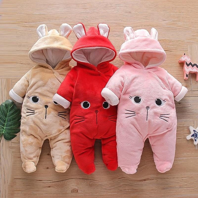 Baby Animal Fleece Hooded Jumpsuit - MomyMall