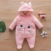 Baby Animal Fleece Hooded Jumpsuit - MomyMall Pink / Newborn