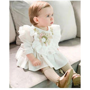 Baby Girls Long Sleeve Emboridery Flower Rompers Outfits Bodysuit - MomyMall