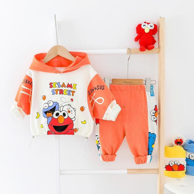 Baby Boy Cartoon Hooded Tracksuit Sports Outfits 2 Pcs - MomyMall Orange No Shoes / 6-9 Months