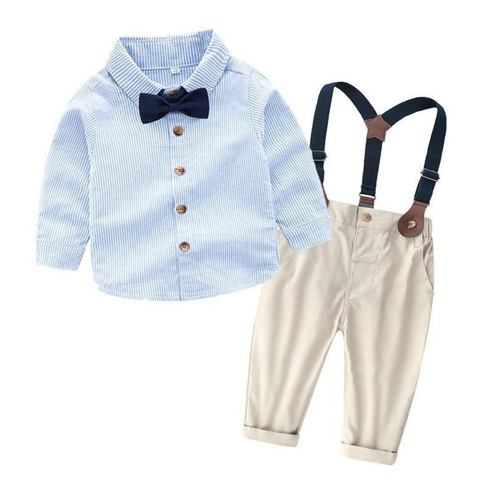 Baby Boys Set Toddler Gentleman Suit Baptism Bowtie Suspender Outfits 2 Pcs - MomyMall