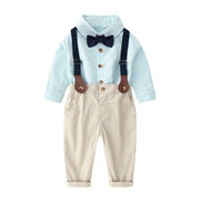 Baby Boys Set Toddler Gentleman Suit Baptism Bowtie Suspender Outfits 2 Pcs - MomyMall