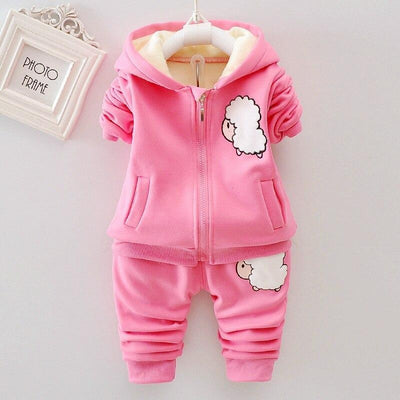 Toddler Girl Warm Clothes Infant Kids Sports Suit 2 Pcs - MomyMall Pink / 3-6M