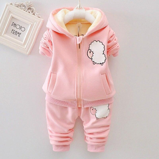 Toddler Girl Warm Clothes Infant Kids Sports Suit 2 Pcs - MomyMall Light Pink / 3-6M