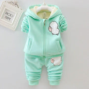 Toddler Girl Warm Clothes Infant Kids Sports Suit 2 Pcs - MomyMall Green / 3-6M