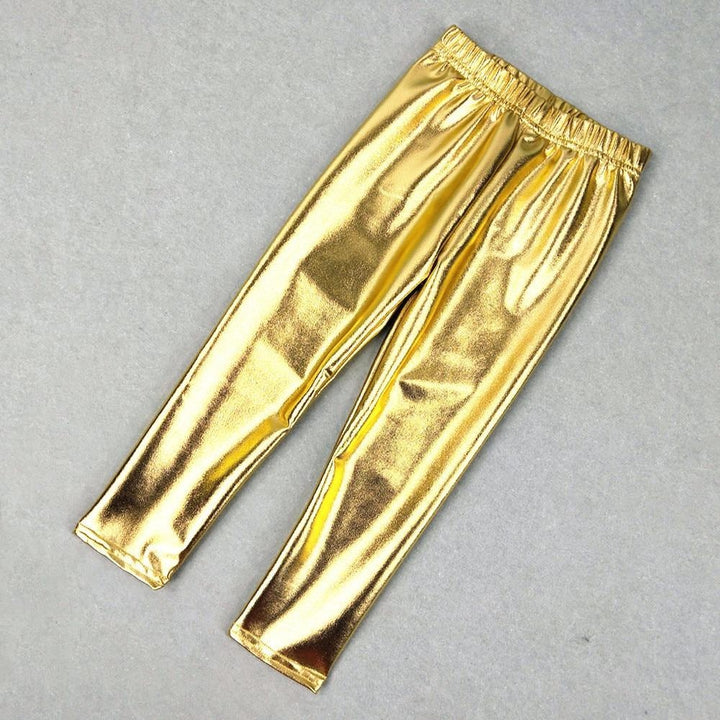 Baby Girls Leggings Metallic Gold Silver Punk Pants 2-10 Years - MomyMall