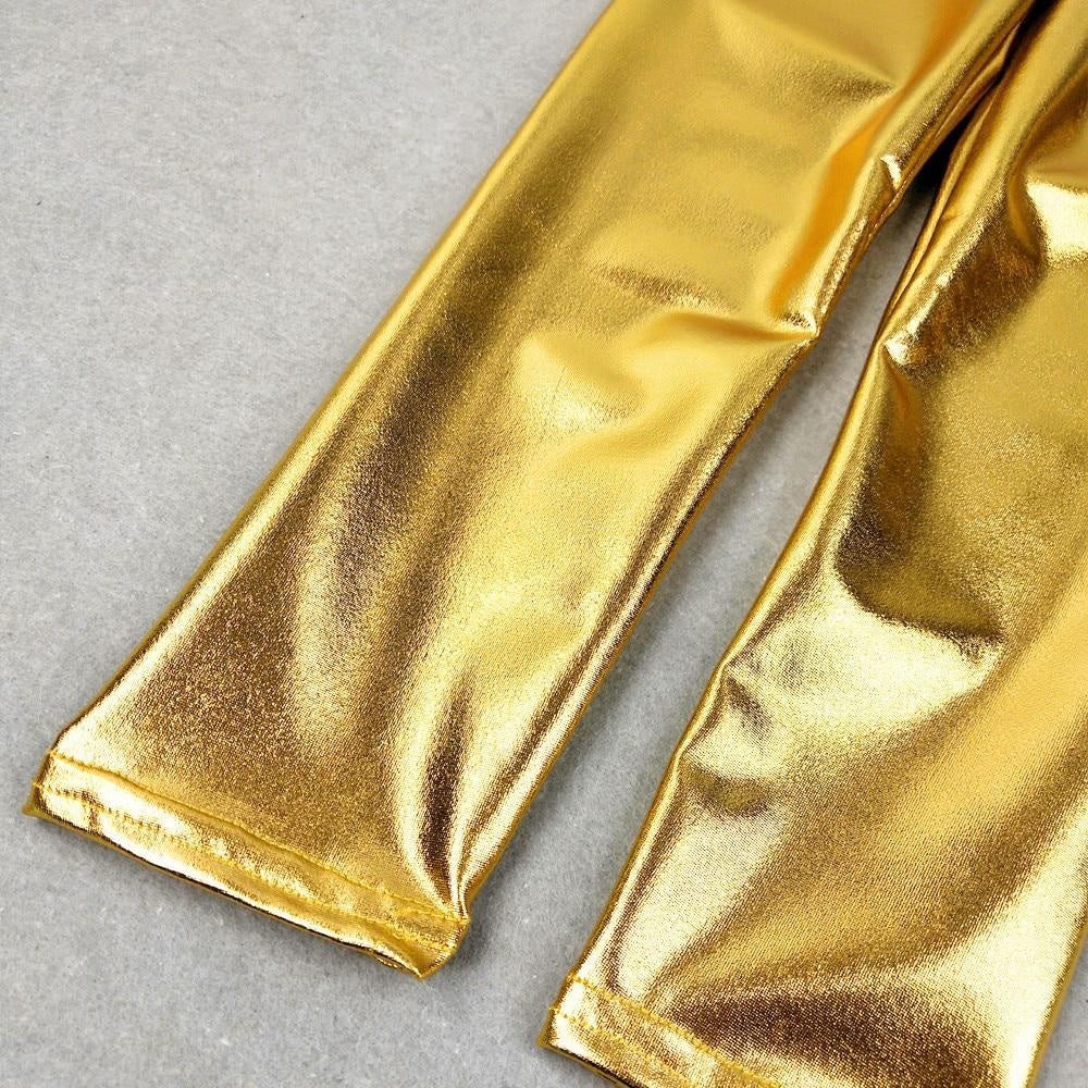 Baby Girls Leggings Metallic Gold Silver Punk Pants 2-10 Years - MomyMall