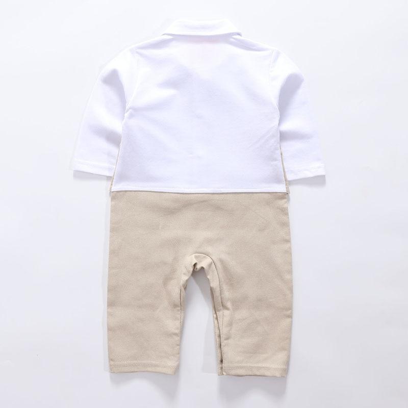 Baby Boys Romper with Bowtie Long-sleeve Gentleman Jumpsuit 3 Pcs 6-24 Months - MomyMall