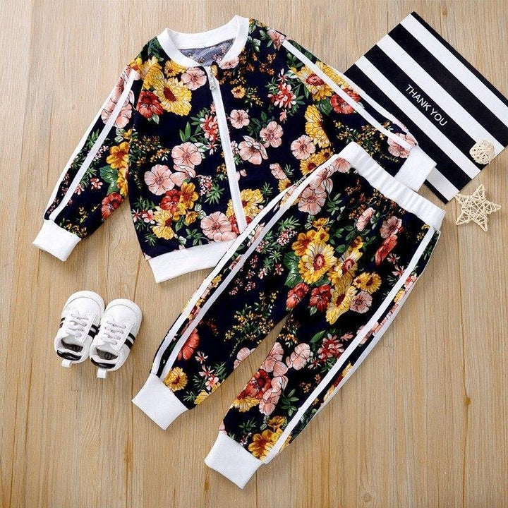 Baby Girl Set Fall Flower Printed Tops+Jogger Bottoms 2 Pcs 2-6 Years