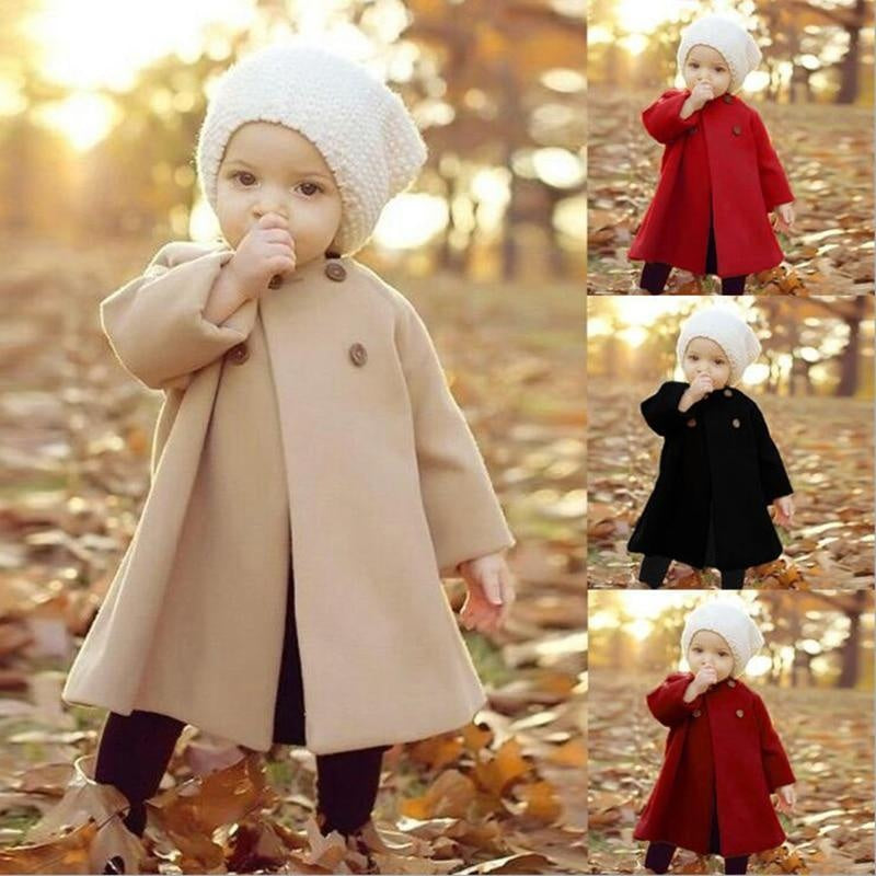 Baby Girl Spring Winter Wool Blends Jacket Coat Costume Outerwear - MomyMall